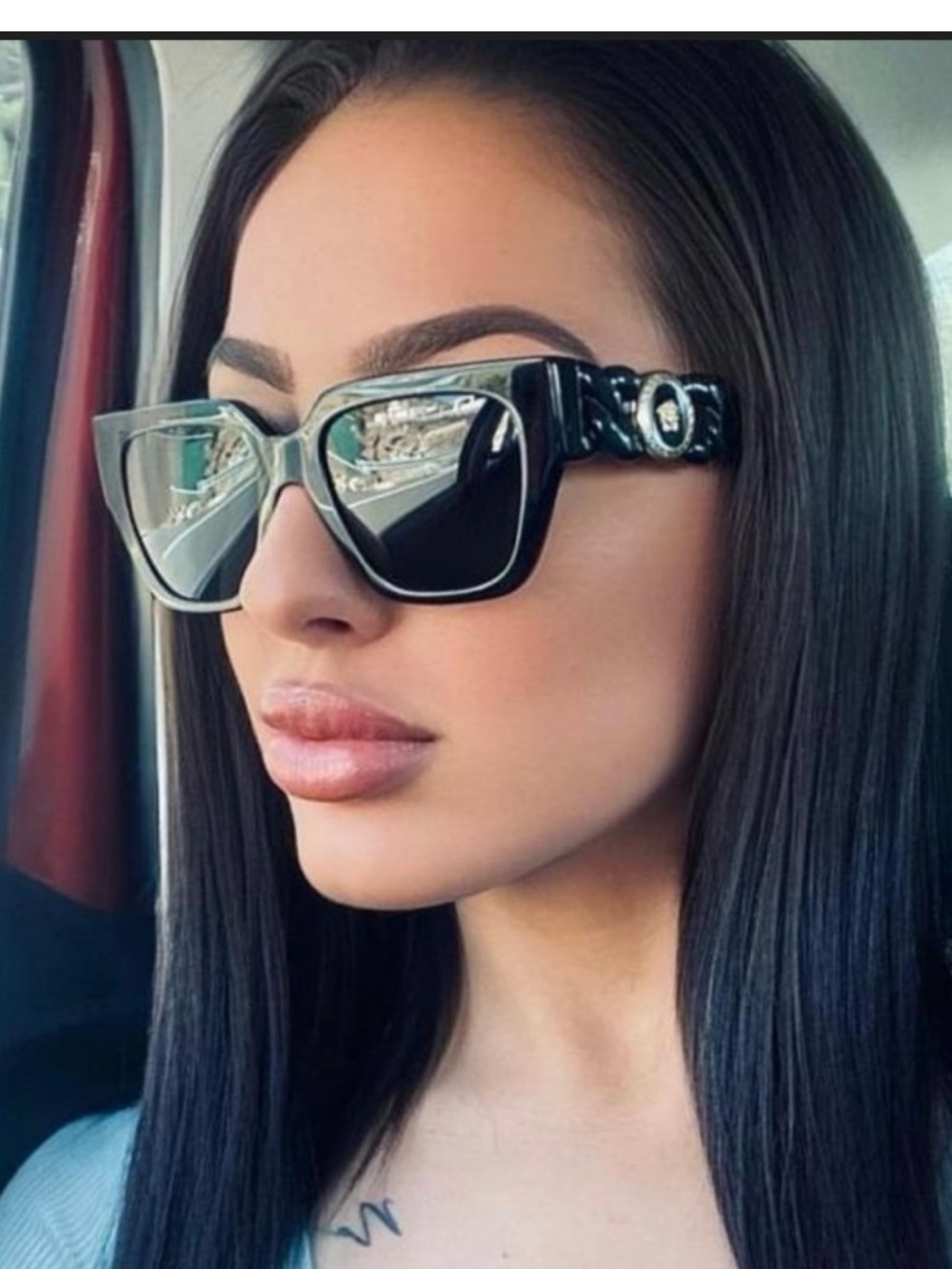 NWT Versace Black Square Frame Medusa Motif Sunglasses New in Box Authentic - Picture 8 of 15